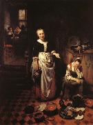 MAES, Nicolaes Interior with a Sleeping Maid and Her Mistress oil painting picture wholesale